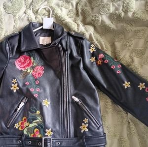 Girls  size 12 Hannah Banana  Faux Black Leather Jacket